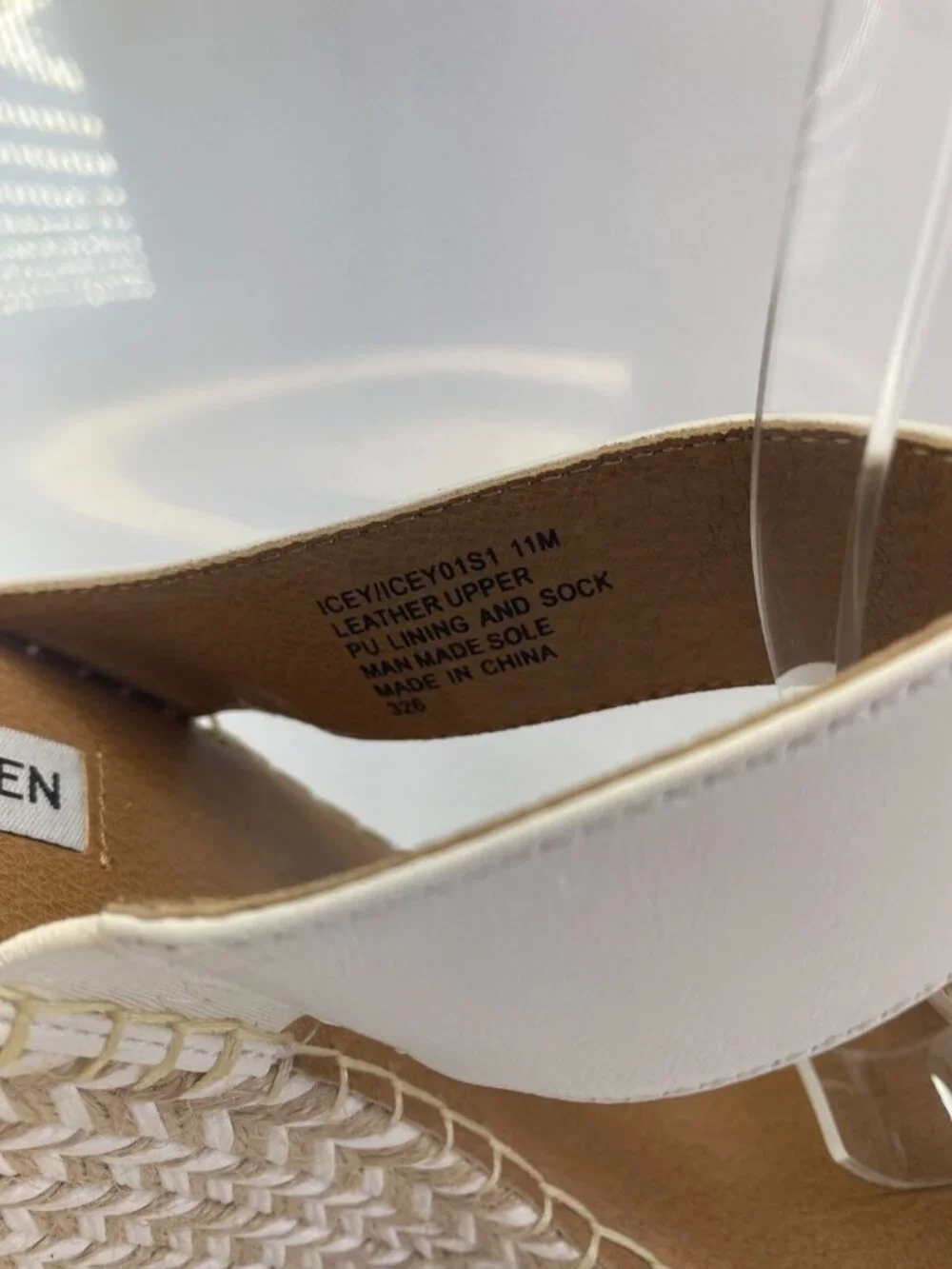 Steve Madden Imply White Espadrille Wedge Strap Sandal Sz 11